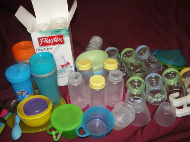 Medela Breast Milk Baby Bottles Lids Nipples Playtex Nurser Drop Ins Infant Lot