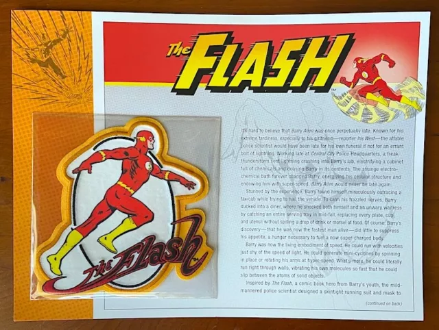 THE FLASH PATCH on INFO CARD ~ from Willabee & Ward ~ DC COMICS PATCH COLLECTION
