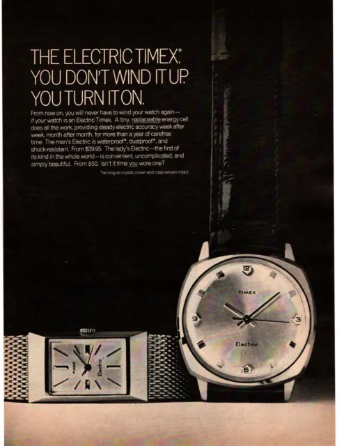1968 The Electric Timex Watches With A Replaceable Energy Cell Battery Print Ad