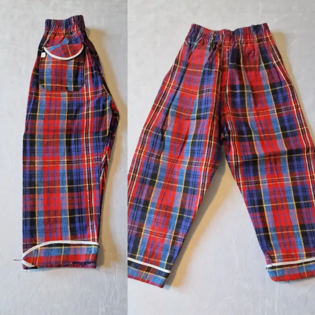 Pantaloni vintage bambini anni '60 -12- 18 mesi - in cotone tartan KB43
