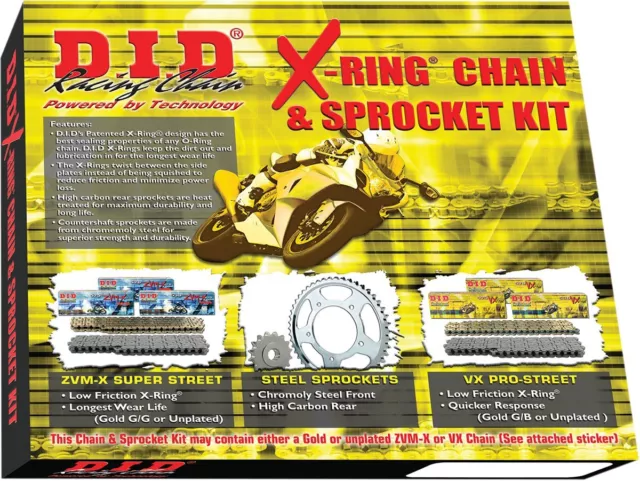 DID Steel Sprocket & 525VX3 Black X Ring Chain Kit (DKS-006)