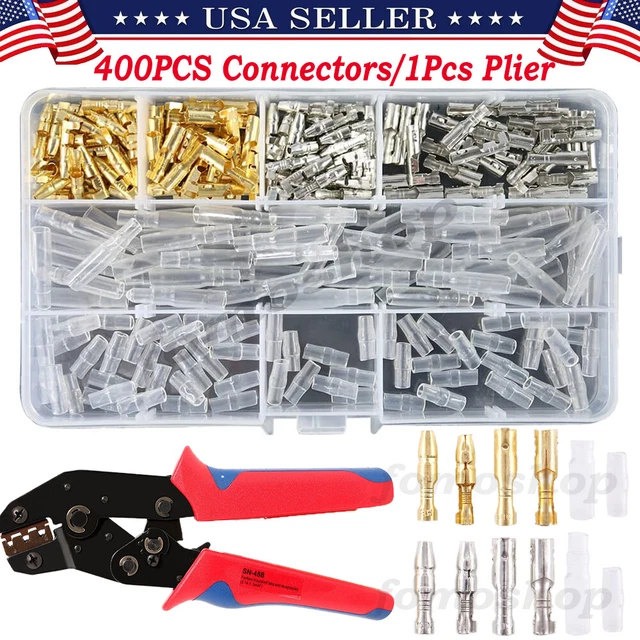 400PCS 3.9MM BRASS Bullet Connectors Male Female Crimp Terminals