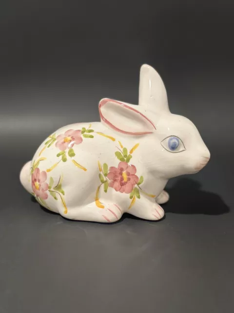 Ceramic Bunny Rabbit Piggy Coin  Bank Hand Painted Portugal Jay Wilfred