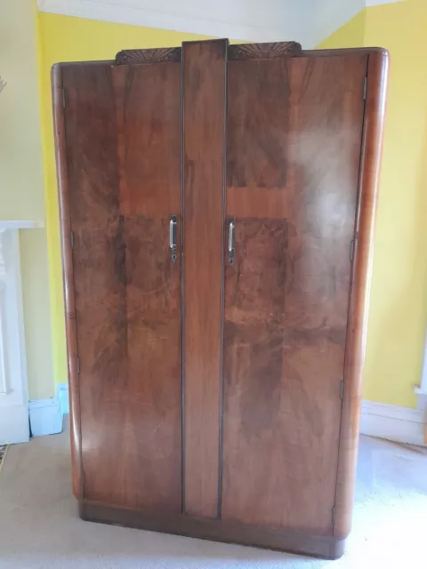 Vintage mahogany 1920s 1930s Art Deco wardrobe w. hat shelves NEEDS RESTORATION