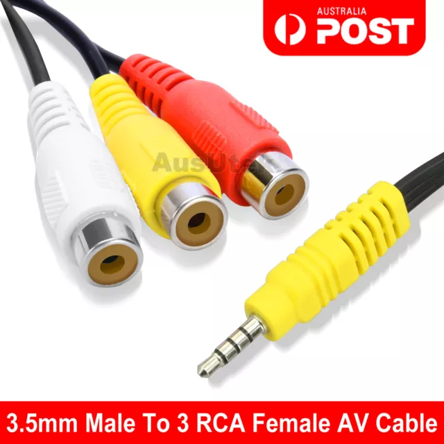 3.5mm AUX Male to 3RCA Female Cable Composite Stereo Audio AV Adapter Cord