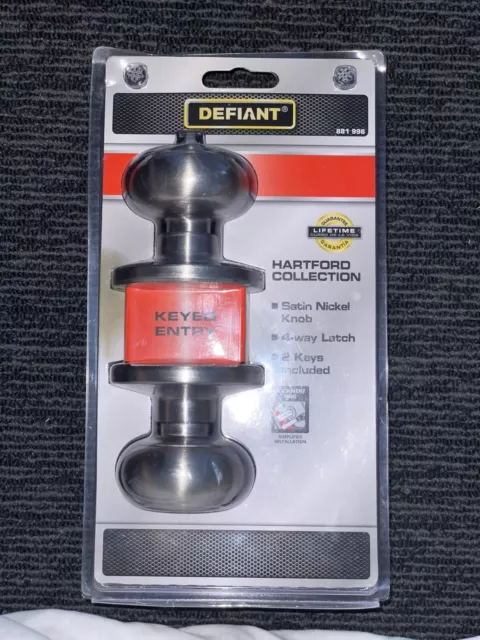 Defiant Hartford Satin Nickel Keyed Entry Door Knob TGX200B - The