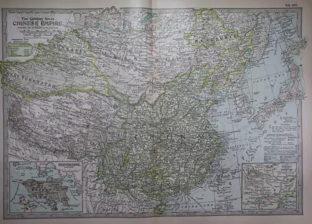 Old 1902 Century Atlas Map ~ CHINESE EMPIRE ~(12x16) -#1173