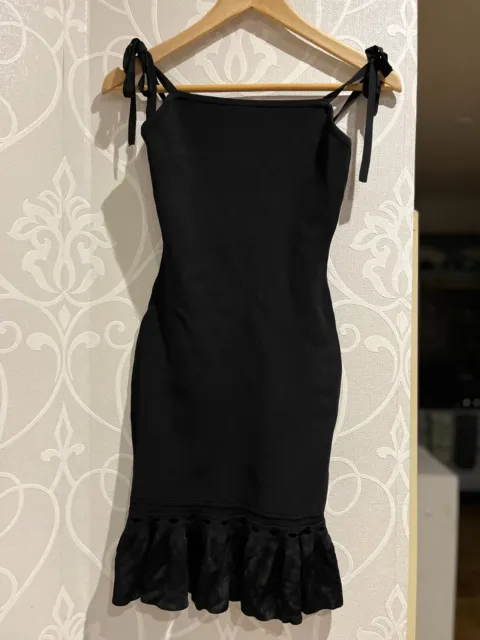 Sandro Ladies Black Strapy Dress Uk Size 34 Xs Small