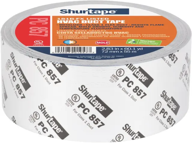 Shurtape PC 857 UL 181B-FX Listed/Printed Cloth Waterproof HVAC Duct Tape, Use t