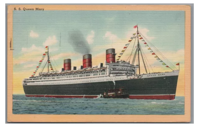 Cunard White Star Line SS QUEEN MARY Vintage 1951 Steamship Postcard