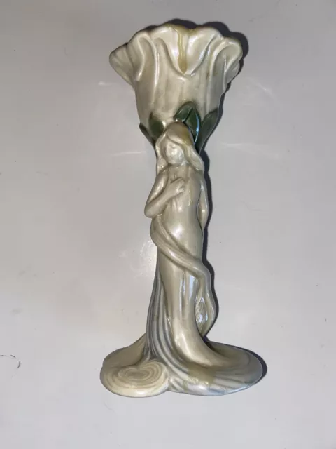 1970's Fitz and Floyd Art Nouveau Lily And Nymph Ceramic 5.5" Candle  Holder
