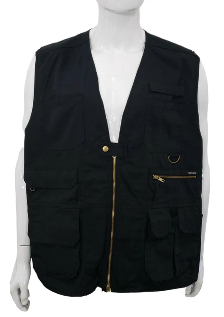 Tact Gear Mens XL Tactical Vest Take Command Black Multi Pockets Fishing Hunting