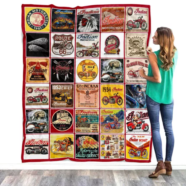 Indian Motorcycle 1901 Blanket, The Legendary Scout Fleece, Sherpa Blanket