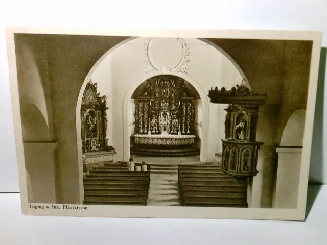 Töging am Inn. Pfarrkirche. Bayern. Alte Ansichtskarte / Postkarte s/w, ungel. c