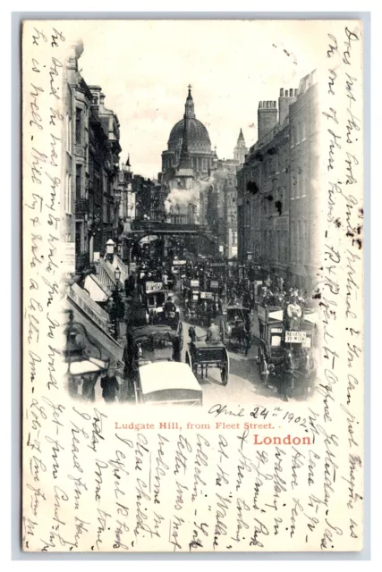 LUDGATE HILL STREET View From Fleet St. London England UK 1902 UDB ...