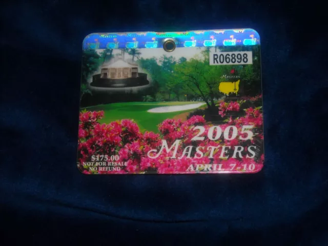 2005 MASTERS TOURNAMENT Badge TIGER WOODS WINS Augusta Natl-4TH GREEN ...