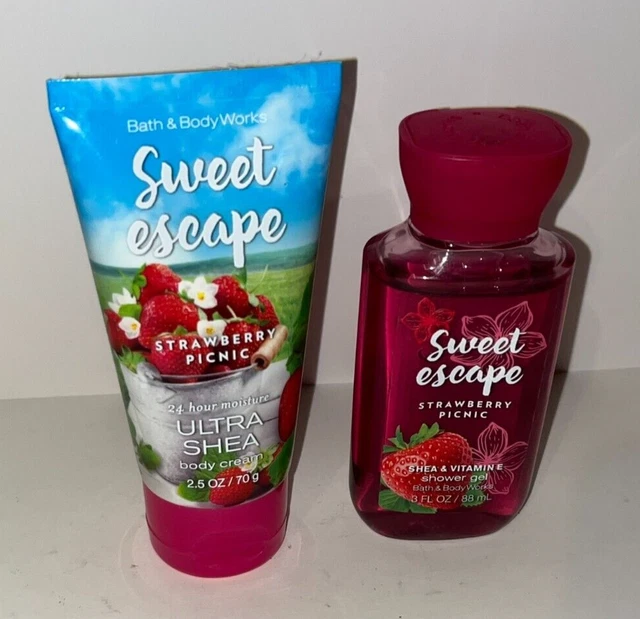 Crema corporal dúo tamaño de viaje Bath & Body Works FRESWBERRY PICNIC + gel de ducha
