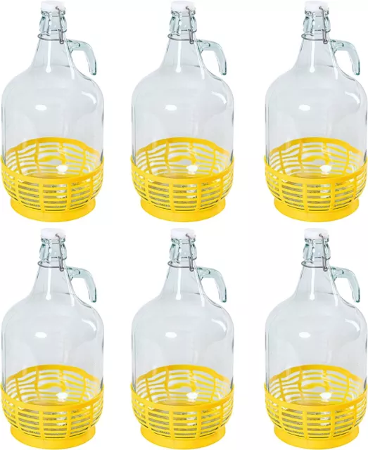 5L Bügelflaschen Gärballon Glasballon Weinballon Bügelverschluss Flasche Korb D3