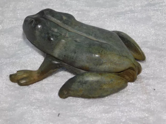 Antique Bronze Brass Frog England Vesta Match Ashtray Trinket Box 2