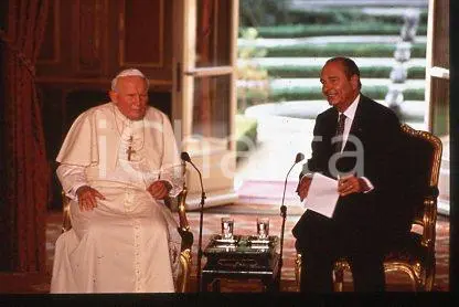 Pope John PAUL II President Jacques CHIRAC - PARIS 1997 * 35 mm vintage slide 1