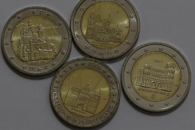 🧭 🇩🇪 Germany 2 Euro - 4 Commemorative Coins B56 #35