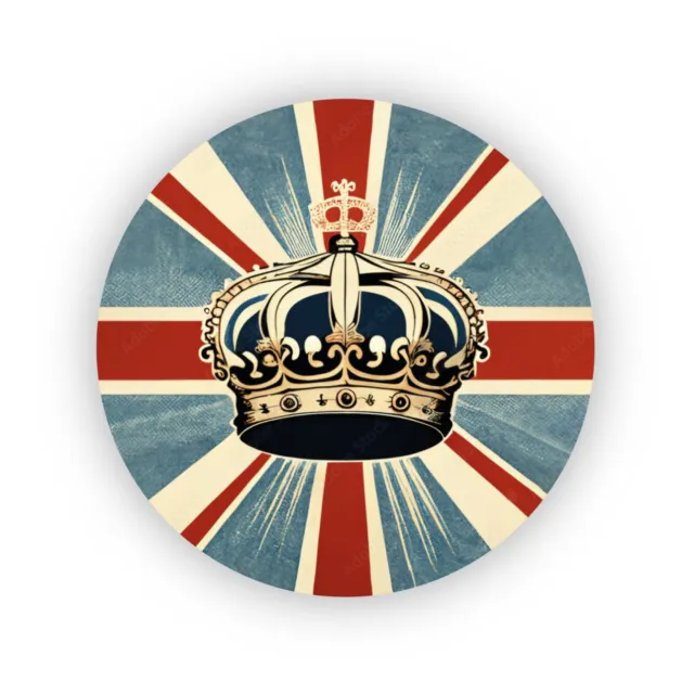 Paquete de 24 etiquetas de papel corona y bandera del Reino Unido, King Charles III Coronación Union Jack