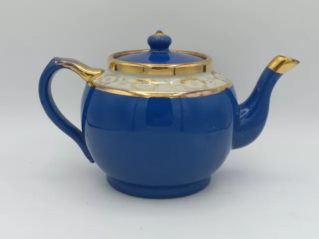 Vintage R. Sudlow & Sons (Burslem) Blue & Gold Teapot