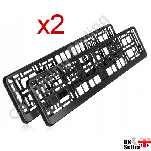 2x Black ABS License Plate Frames – Universal Fit For Cars, Vans & Trucks