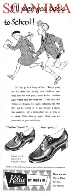 1955 ADVERT Norvic KILTIE Childrens' School Shoes Vintage Original Print AD 715A
