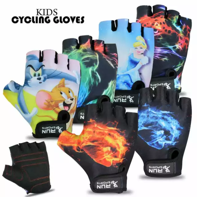 Children Kids Boys Girls Padded Cycling Scooter Bmx Bike Gloves Cycle Bicycle