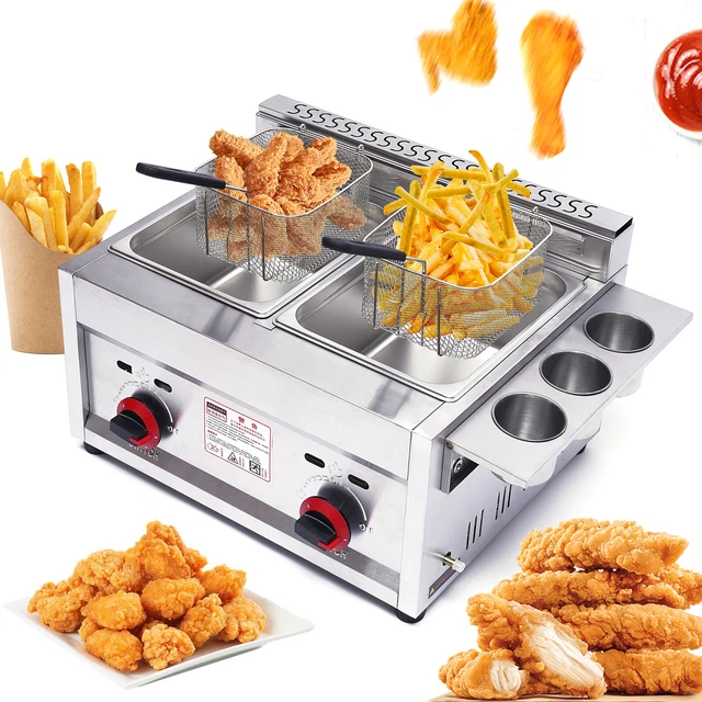 6L*2 Stainless Steel Commercial Countertop Gas Fryer Deep Fryer Propane 2 Basket