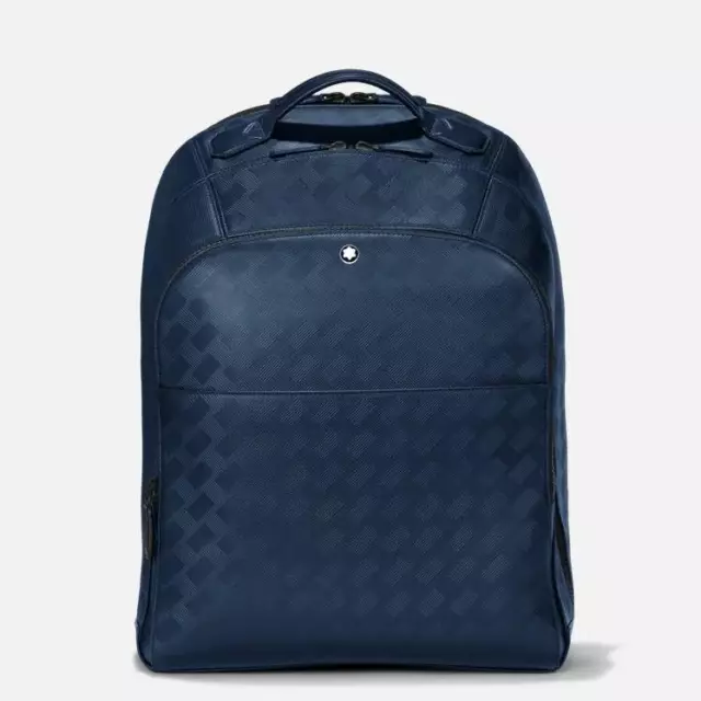 Zaino Montblanc Extreme 3.0 Grande a 3 scomparti 198045 Pelle Blu Backpack Uomo