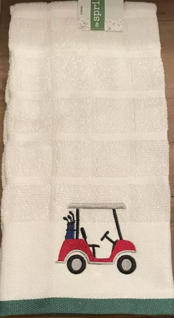 ⛳️ Adorable Golf Hand Towel or Kitchen Towel 16x26 - 100% Cotton with Golf Cart