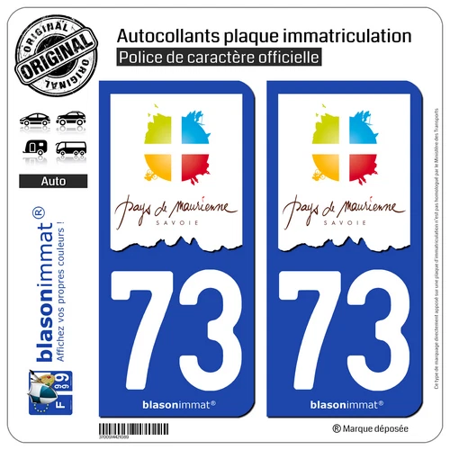 Autocollant 73 Avec Blason Rhône-Alpes Plaque Immatriculation Auto (9,8 X 4,5 Cm