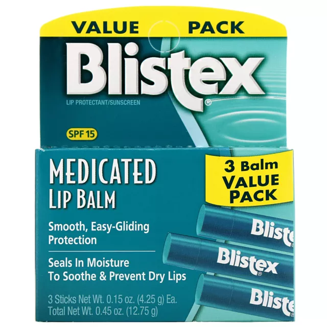 Blistex, medizinischer Lippenbalsam, Lippenschutz/Sonnenschutz, LSF 15, 3 Balsam Preis-Leistungs-Verhältnis