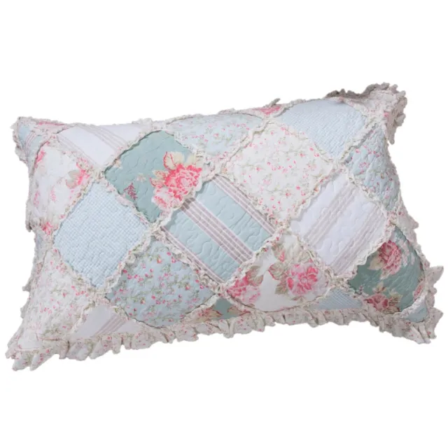 DaDa Bedding Hint Mint Pastel Cottage Floral Garden Cotton Patchwork Pillow Sham