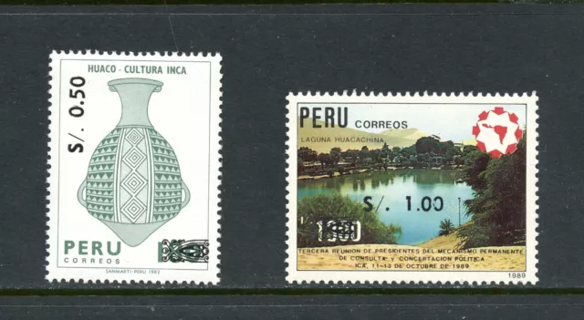 R2983 Pérou 1992 Inca Pottery, Huacachina Lake Surcharged 2v. MNH