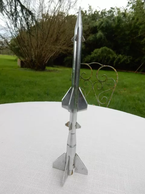 Maquette Fusée Prototype ? Laiton Chromé Pièce Unique 29 cm