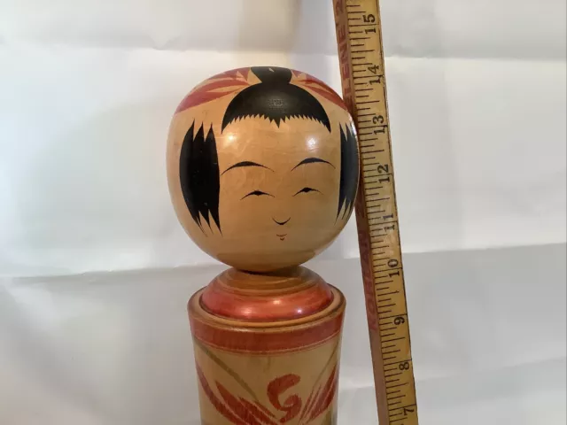 Vintage Signed Japanese 14” Large KOKESHI Wooden Wood DOLL VGUC See All Photos