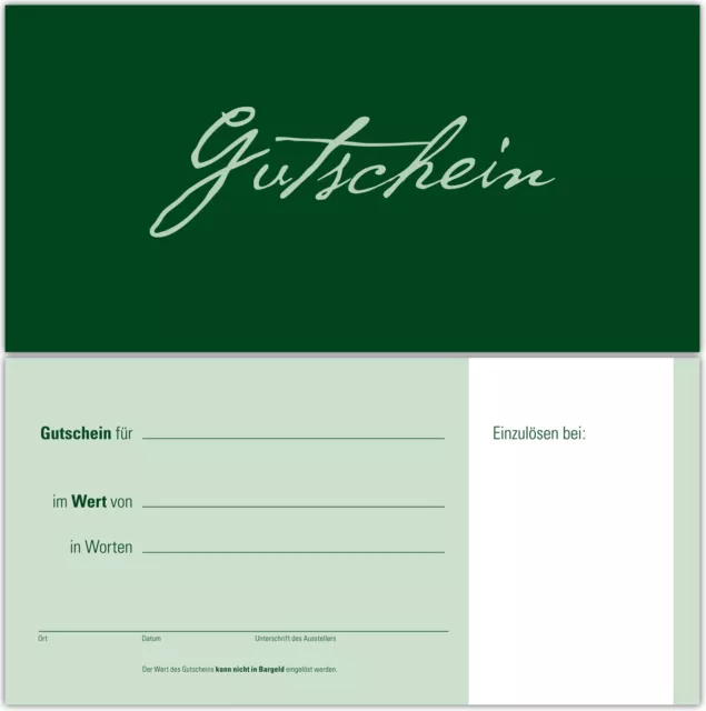 25 Gutscheine Gutschein Karten Geschenkgutscheine –edel  neutral grün festlich 3