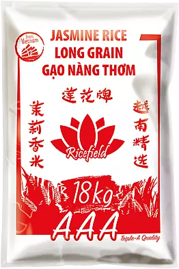 (2,05 EUR/kg) 18kg RICEFIELD Vietnam Jasminreis 100% Langkorn, Vorratspack