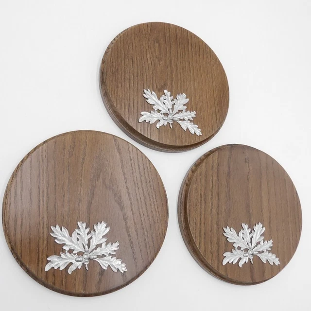 3x Placa de Jabalí Tablero Keiler Redondo Braun Af 17cm 3 Hoja Roble Portada 6 3