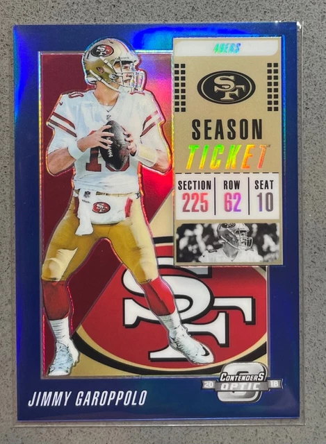 2018 Panini Contenders Optic #13 Jimmy Garoppolo /99 Blue Prizm Season Ticket