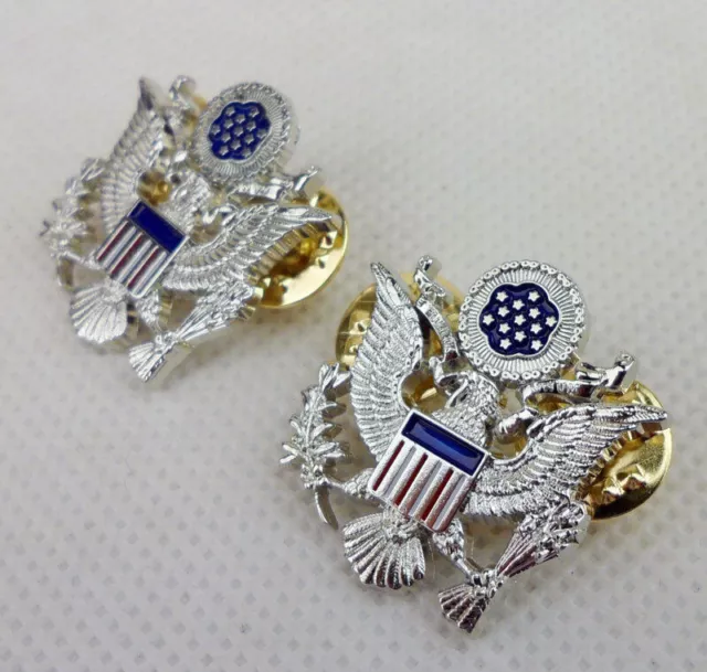 PAIR Metal US Air Force General Officer Shoulder Eagle Badge Pin Insignia