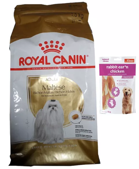 1,5kg Royal Canin Maltese Adult Hundefutter Malteser + 80g Fleischsnacks