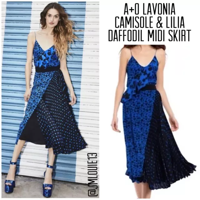 Alice + Olivia Lavonia Camisole + Lilia Ditsy Daffodil Midi Skirt Set XS Small 2