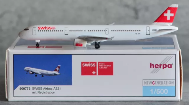 Herpa Wings 1:500 Nr. 508773 Airbus A 321 „Swiss“ in OVP