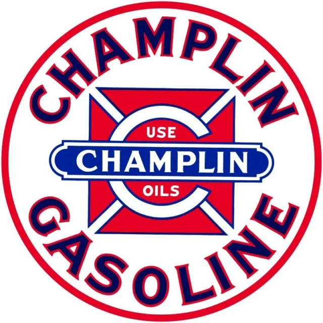 Champlin Gasoline & Motor Oil NEW Metal Sign: 14" Dia. Steel Round Style