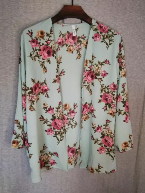 Twenty Ten Jacket Open Top Lightweight Floral Colorful Long Sleeve Size Medium