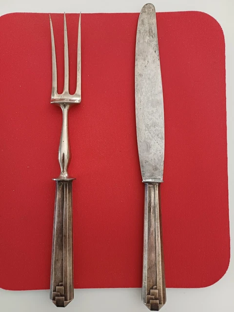 ANCIEN SERVICE À découper la viande Inde fourchette couteau etui bois
